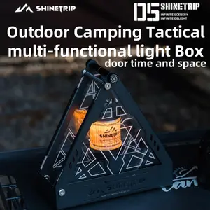 ShineTrip Outdoor Camping Tactical multi-functional light Array 【door time and space】, 304 stainless steel acrylic detachable lamp stand, triangular hanging and standing lamp box, portable mosquito repellent stand lighting lamp with a handle