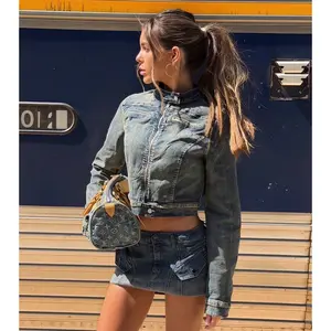 Fast Lane Cool Moto Denim Crop Jacket