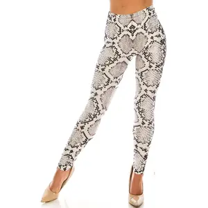Creamy Soft Ivory Python Leggings - 100% Opaque - Luxurious All-Day Comfort - HD Laser Print Design - No Fading - No Color Bleed - No See Through - Body-Hugging Premium Women's Leg Fashion