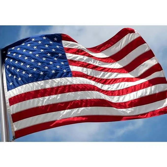 American Flag 3x5 FT Outdoor - USA Heavy duty Nylon US Flags with Embroidered Stars, Sewn Stripes and Brass Grommets Banners Gift