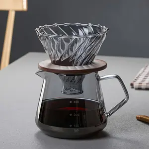 Glasses Pour Over Coffee Maker 14ounce Borosilicate Glass Carafe BPA-Free Manual Coffee Dripper Brewer 600ml with 40pcs of Filter Paper Tea