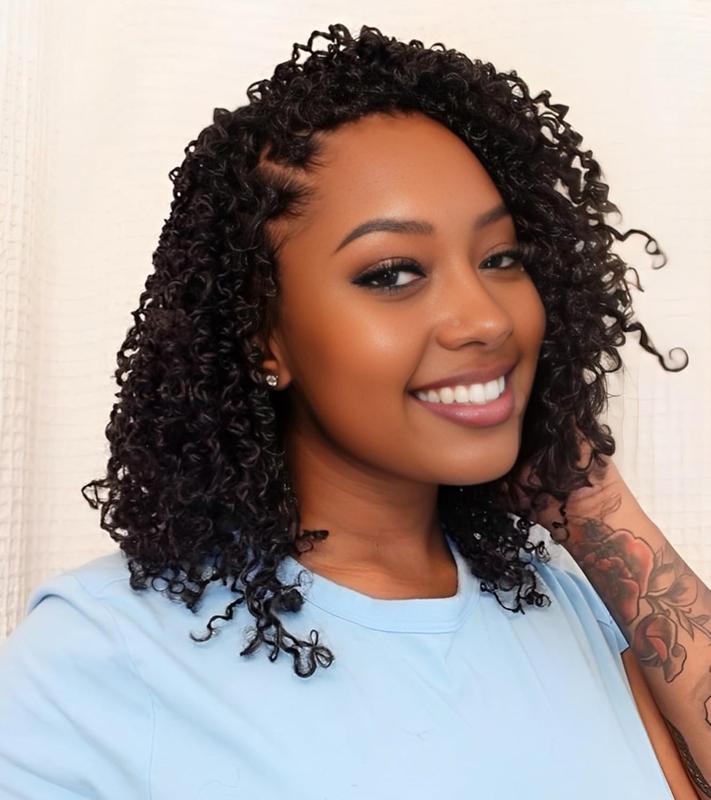 BEFUNNY 8 Inch Pre-looped Yanky Twists Crochet Braids 3 Packs  Passion Twist with Curly Ends Spring Mini Twist Crochet Hair for Black Women Boho Crochet Braids Synthetic