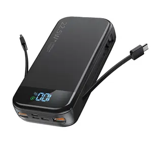 citicr 32000mAh large capacity power bank, USB-C and iOS built-in 2 cable output, LED digital display, PD3.0QC4.0 fast charging pool set, portable compact power pack, 5 output ports, suitable for Galaxy, iPhone, iPad and other electronic products