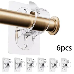 Adhesive Curtain Rod Holders, Fits 0.5''-1.2'', No Drill Design, Ideal for Apartments & Bathrooms, Easy Install Solution