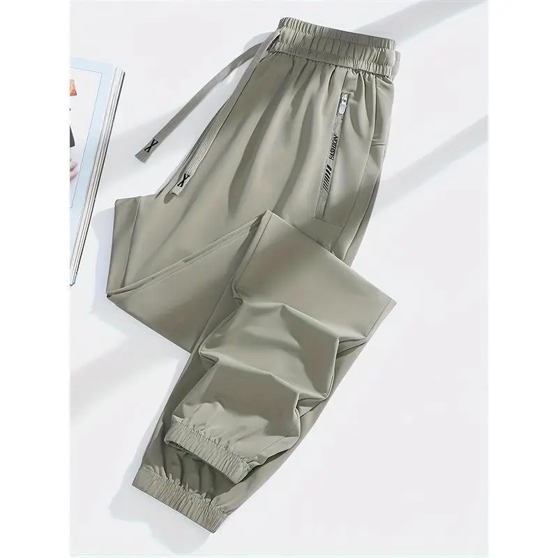 Women's High-Stretch Nylon Joggers - Casual Sports Pants with Elastic Waistband, Cuffed Ankles, and Side Pockets, Breathable Knit Fabric for Spring & Summer, Summer Joggers | Cuffed Ankle Pants | Breathable Fabric Women's High-Stretch Nylon Joggers - Casual Sports Pants with Elastic Waistband, Cuffed Ankles, and Side Pockets, Breathable Knit Fabric for Spring & Summer, Summer Joggers | Cuffed Ankle Pants | Breathable Fabric