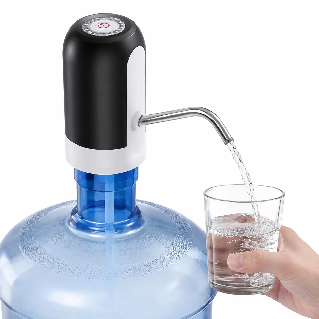 5-Gal Automatic Water Bottle Pump, USB-Rechargeable Portable Electric Water Dispenser with 1-Touch Switch for Home & Camping