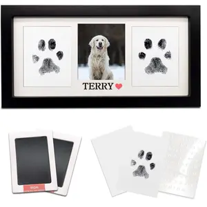 Paw print frame & ink pads for pets wooden frame for creative life