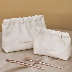 High-Value Wrinkled Bag Cosmetic Lipstick Storage Travel Portable PU Makeup Bag Washroom Organizer