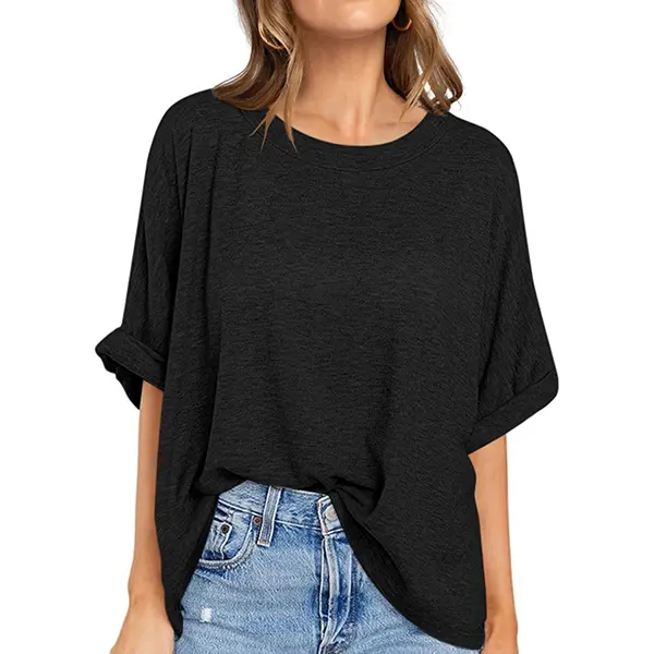 UEU Women Crewneck Oversized Tshirt Casual Loose Basic Solid Shortsleeve Tops Breathable Soft Comfort Tee Plain Minimalist Baggy Streetwear
