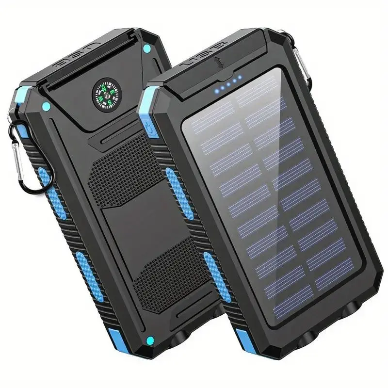 20000mAh Solar Charger Power Bank,Built-in USB-A Type-C Micro USB Ports Fast Charging,Flashlight,Carabiner,Outdoor Portable Emergency power bank portable charger iphone Compact Water Proof Chargeable, Accessories, Mobile, Travel Battery Pack