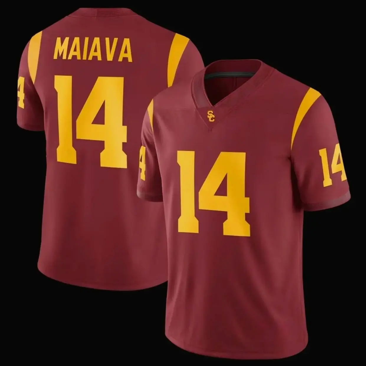 Unisex Football 14 Maiava USC TrojansTeam Game Football Jersey - Cardinal