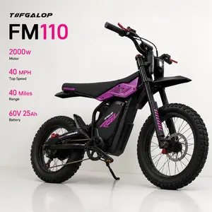 TIFGALOP FM110 2000W Moped-Style Electric Dirt Bike for Adults - 40 MPH, 40 Mi Range, 60V 25Ah Removable Battery, Fat-Tire Off-Road Ebike with Full Suspension, Hydraulic Brakes