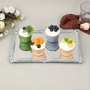 1pc, Crystal-Encrusted Fruit Plate, Makeup Tray, Storage Tray, Made of Crystal Glass Material