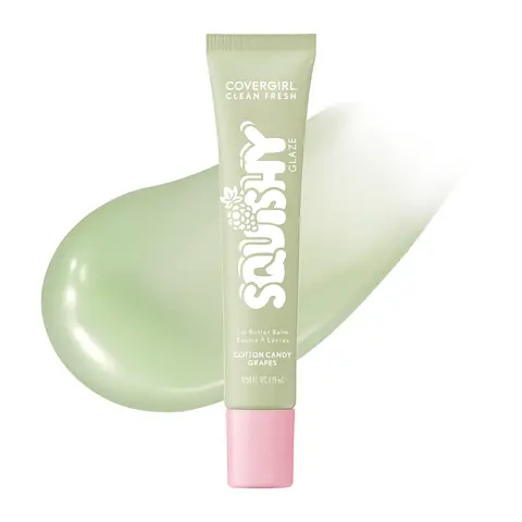 COVERGIRL Clean Fresh Squishy Glaze Lip Butter Balm - 0.50 oz Moisturizing Beauty Balm with Hyaluronic Acid, Shea, Bouncy Glazed Shine, 9-Hour Hydration, 160 Fresh Plum for Adults