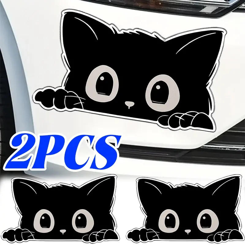 Waterproof Car Sticker Black Cat Peeking Eyes Anti Scratch Funny Decal For Car Body Window Bumper Motorcycle Auto Accessories