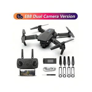 <Black Friday Sale>E88 Foldable Drone, Beginner's Introductory Flying Machine, Handle Remote Control, One Key Takeoff/Landing & Simple Operation, 360 Degree Flip, Horizontal Gyro, 6 Minutes Of Flight Time Per Charge, Gift For Holiday / Birthday.