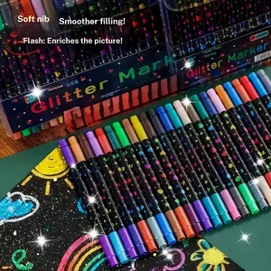 Double-Ended Glitter Marker Set in 24/48/72/96 Colors, Metallic & Fine Tip Watercolor Pens, Art Markers Set, Drawing Markers for DIY Crafts, Cards, Mugs, and Art Projects