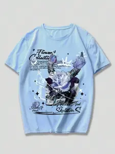 2026 Men's Regular Fit Skull Rose Graphic Tee Fashion Casual Letter Print Round Neck T-shirt Daily Holiday Vacation Outdoor Wear Comfy Knitting Top Summer Soft High Quality Streetwear Basic