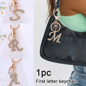 Letter Keychain, A-Z Initial Pendant, Fashion Simple Keyring, Cute Creative Water Drill Keychain, Perfect Gift for Women