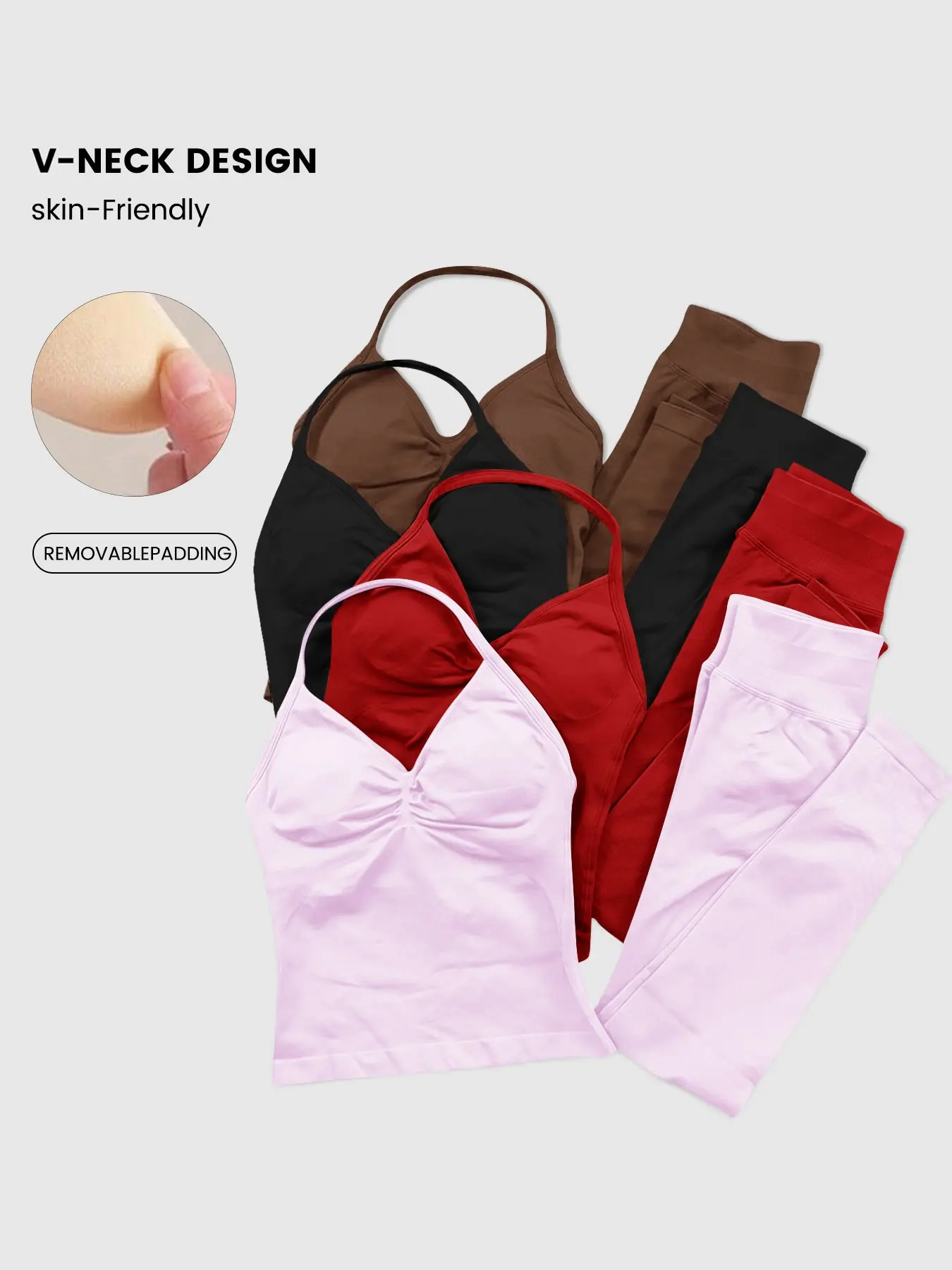 Women's 2-Piece Sportswear Set, Gym Sets, Workout Sportswear, Workout Running Outfits, Halter Neck Sports Bra Top + High-Waisted Leggings, Detachable Padding, Yoga Activewear, Yoga Suit for Gym Running Daily Wear, Activewear Clothes