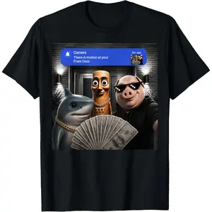 100% Cotton Funny Meme Tung Tung Tung Sahur John Pork Tralalero Tralala T-Shirt