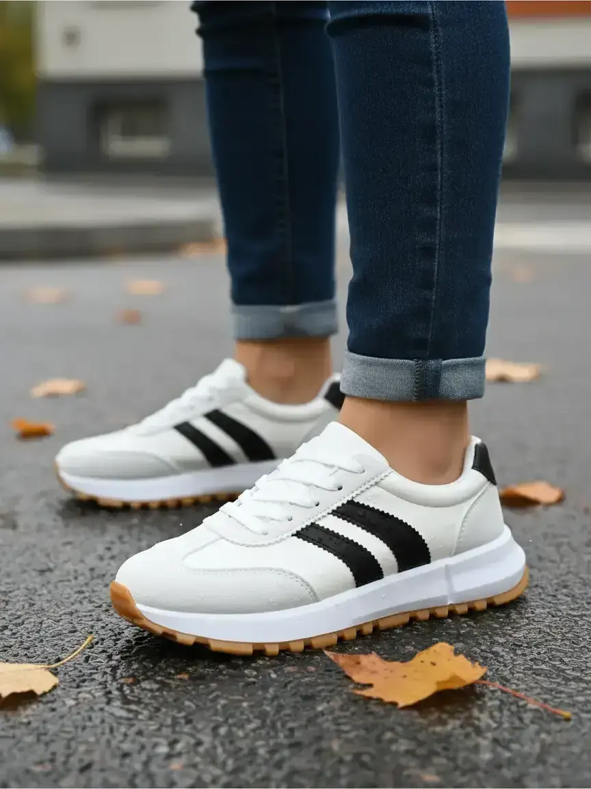 Women's autumn and winter fashion casual shoes; thick-soled high-water platform waterproof upper outdoor street style lace-up flat shoes; lightweight comfortable soft anti-skid wear-resistant commuting sports shoes; Sneaker