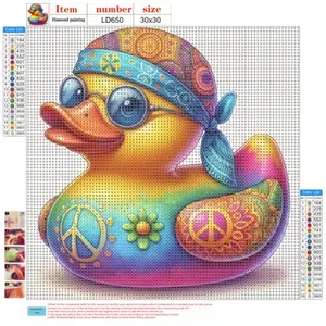 A 5D Diamond Painting Kit Featuring a Duck Design, with Full Round Acrylic Diamonds, Perfect for Home Decor Canvas Art, Ideal for Relaxing Craft Activities in The Bedroom, Study, Or Living Room, And Makes a Great Gift，Frameless
