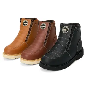 Men’s Zipper Closure Leather Work Boots – Comfortable & Durable Everyday Wear