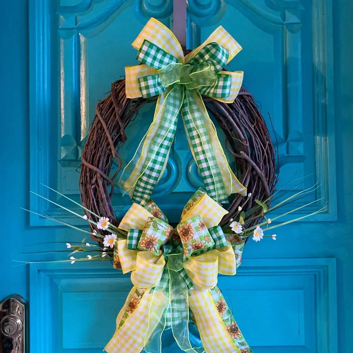 Springtime Grapevine Wreath - Handmade Floral Decoration