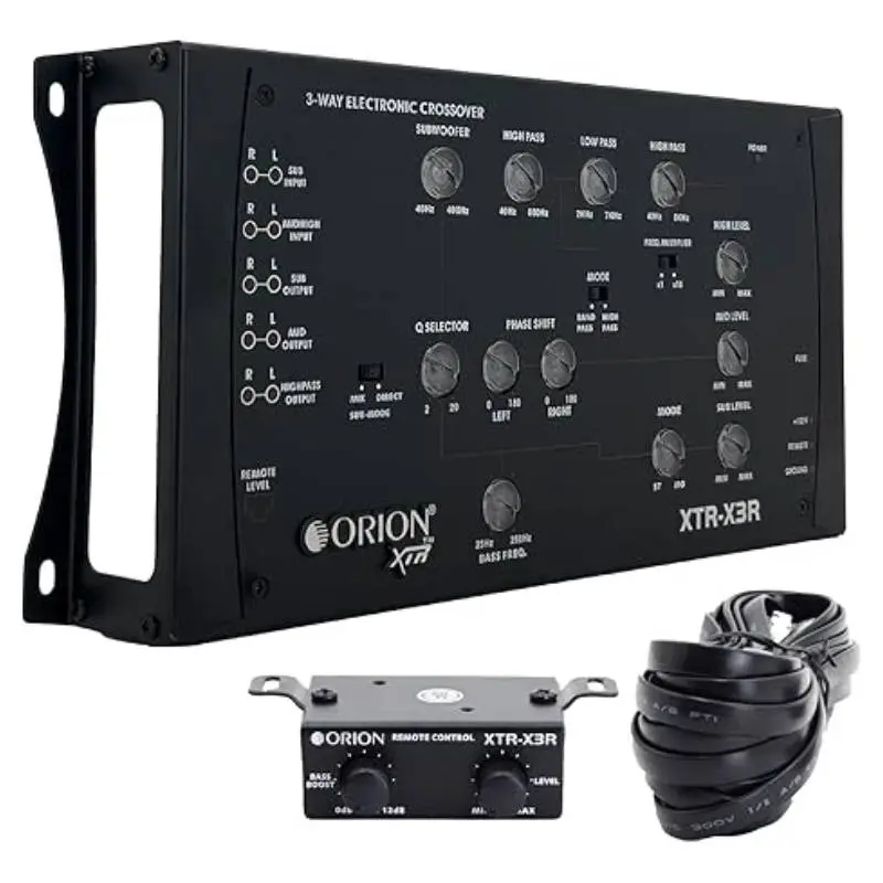 ORION XTR-X3R 3-Way Electronic Car Audio Crossover Network - Compact, Durable, Adjustable Unit with High Signal-to-Noise Ratio, Remote Bass Boost, Subwoofer (Low Pass), 12db/octave Slope Rate, Selectable Crossover Frequency