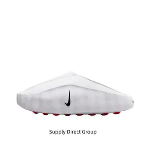 White Mule Slides, Red Cushioning Massage Outsole, Perforated Upper, Pre-Game Recovery Tech Slides
