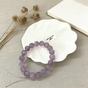 Light Mist Lavender Light Amethyst Round Bead Bracelet