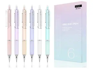 6 Pack Gel Pens 0.7mm Fine Point Black Ink Quick-Dry Retractable Soft Grip Pastel Pen Smooth Writing School Office Journaling
