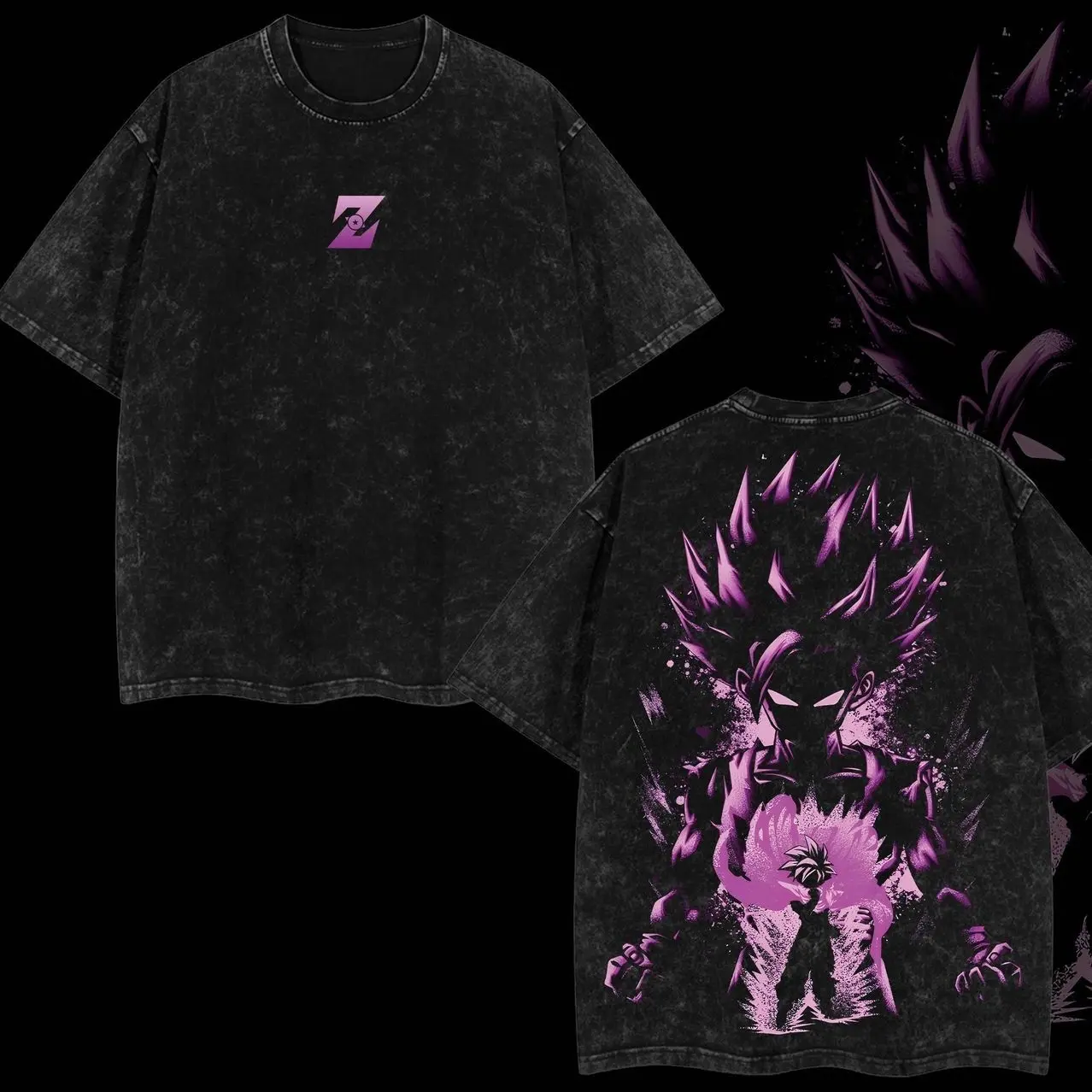 Gohan SSJ2 DBZ Retro Unisex Acid Washed T-Shirt, Hoodie, Oversized Unisex Anime Merch, Soft Cotton Streetwear Clothes, Unisex Manga Apparel, Gift for Anime Fans JQU