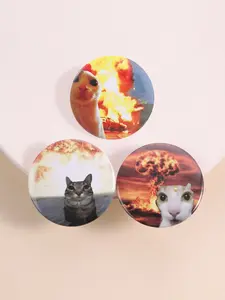 Explosive Cat Emoji Enamel Badge Clip, Funny Self-Deprecating Style, Perfect for Cat Lovers, Office Workers, Social Icebreakers, Unique Gift