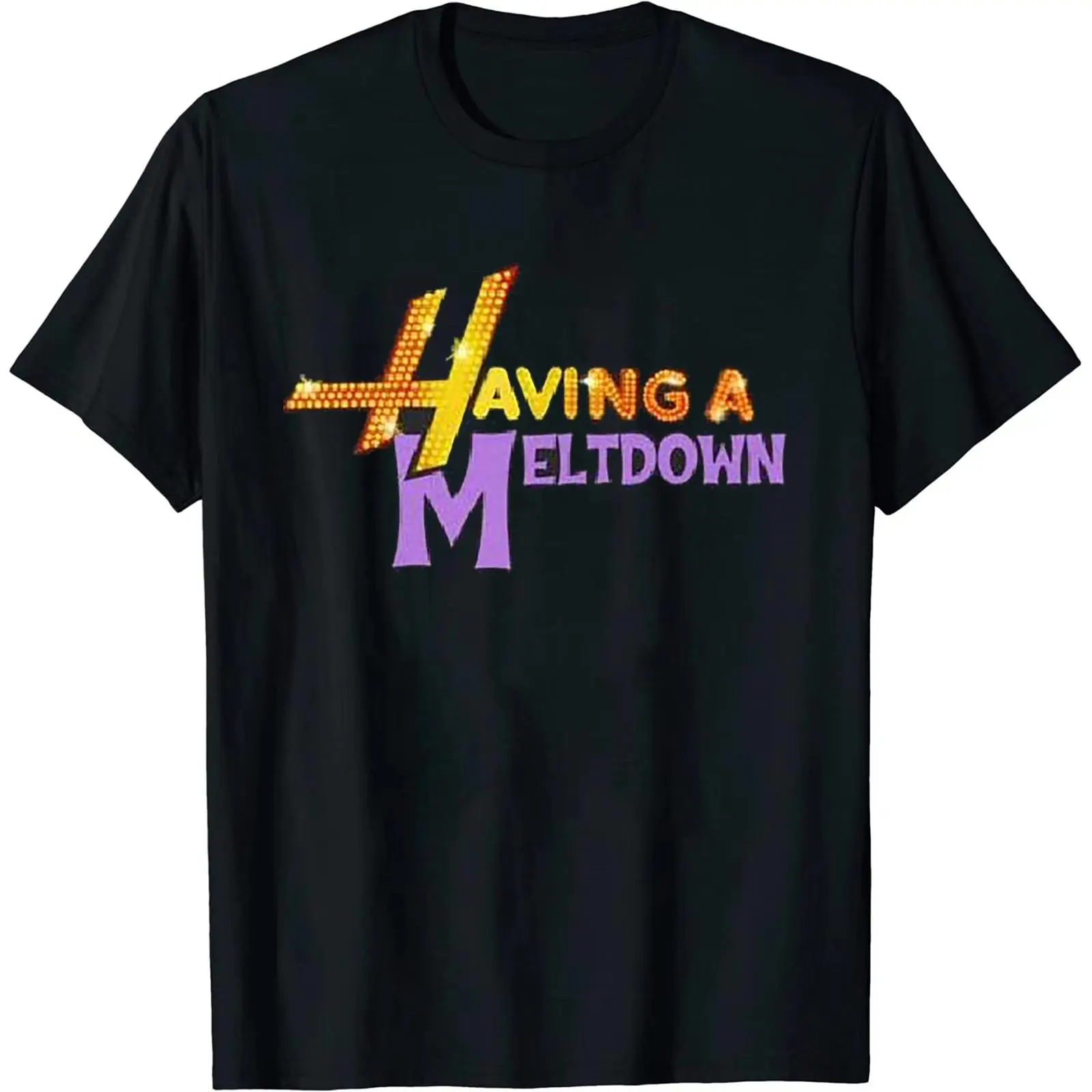 Hannah Montana Men's T-shirt Having A Meltdown Aesthetic Mental Health Matters Cotton Fitted Short Sleeve Crew Neck Casual Summer Tee