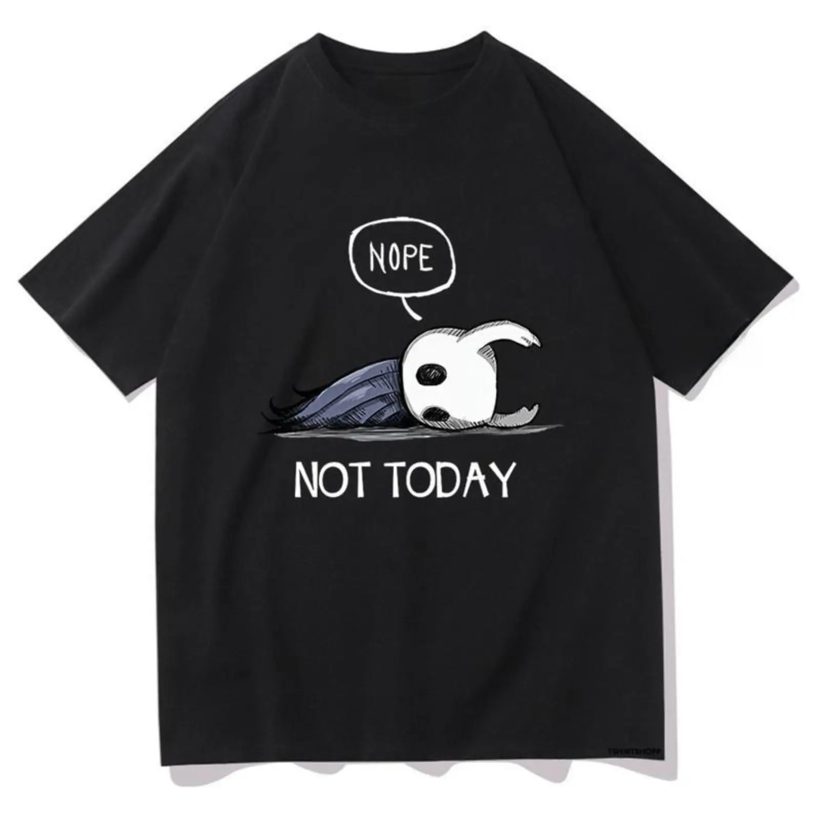 Nope Not Today Print T Shirt, Crew Neck Cotton Tops, Vintage Harajuku Streetwear Unisex