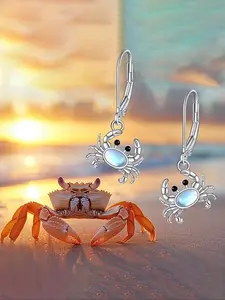S925 Silver Crab Earrings, Unique Crab Design, Ocean Jewelry, Beach Vacation Essential, Lightweight Wear, Perfect Gift for Girlfriend/mother Birthday, Comes with Box
