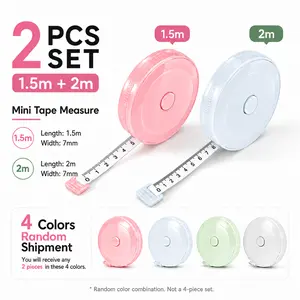 Pastel Aesthetic Retractable Soft Tape Measure 2-Pack Multi-purpose 1.5m/2m Combo for Sewing Body & Home Use
