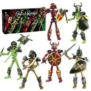 Vintage Roman Skeleton Knight Dolls, Full Jointed Moveable Model, DIY 3D Print Handmade Toy, Halloween Christmas Birthday Gift Set