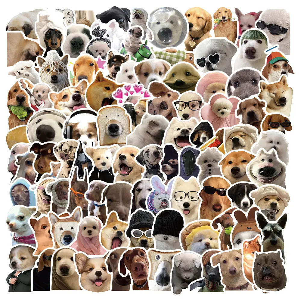 100Pcs Dog Emoji Graffiti Stickers - Funny Stickers Waterproof DIY Decor for Guitar/Luggage/Journal bulingbulingsticker