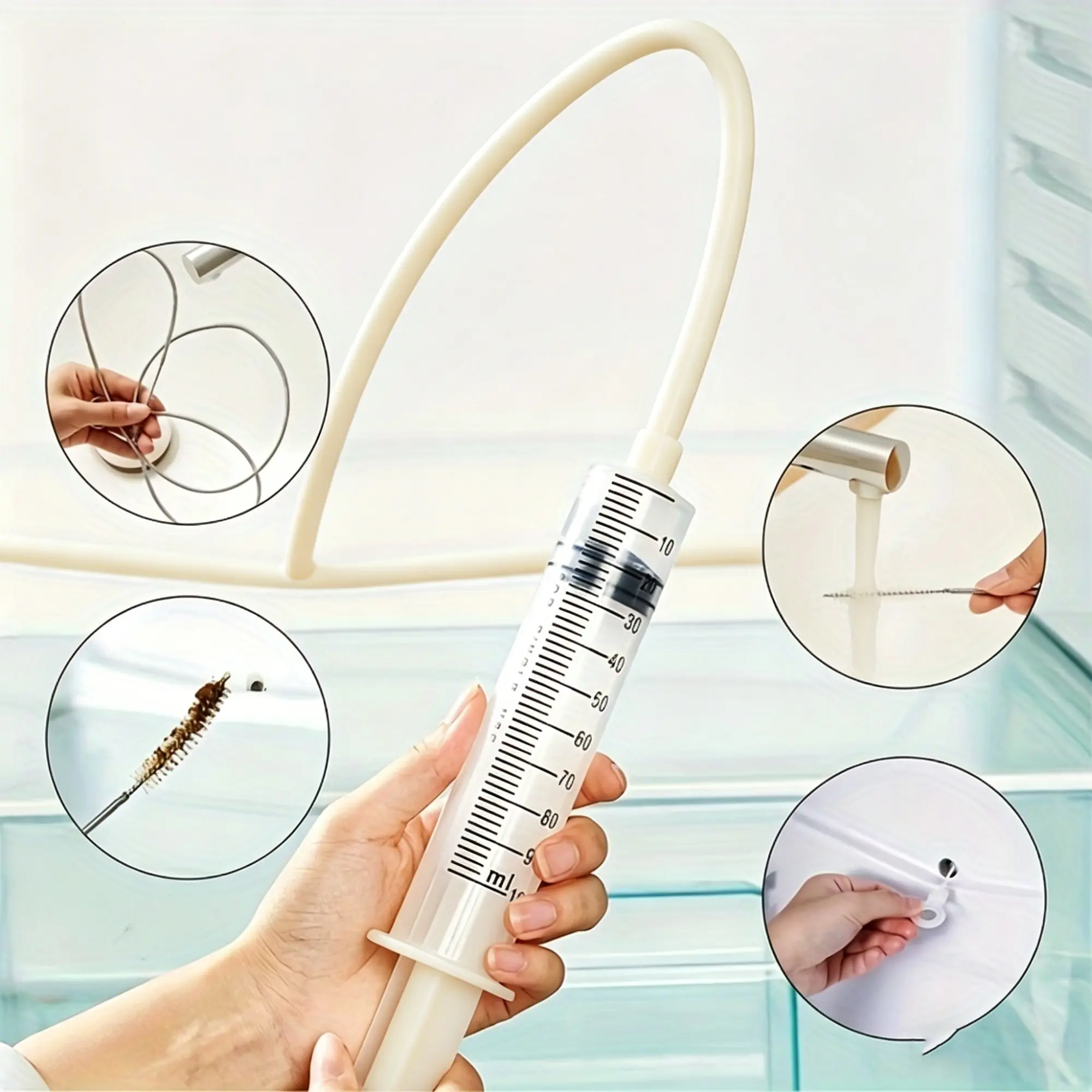 Refrigerator Drain Hole Clog Remover Tool, Household Refrigerator Drain Cleaning Tool, Multifunctional Kitchen Cleaning Utensils Supplies, Drain Opener, Pump, Home
