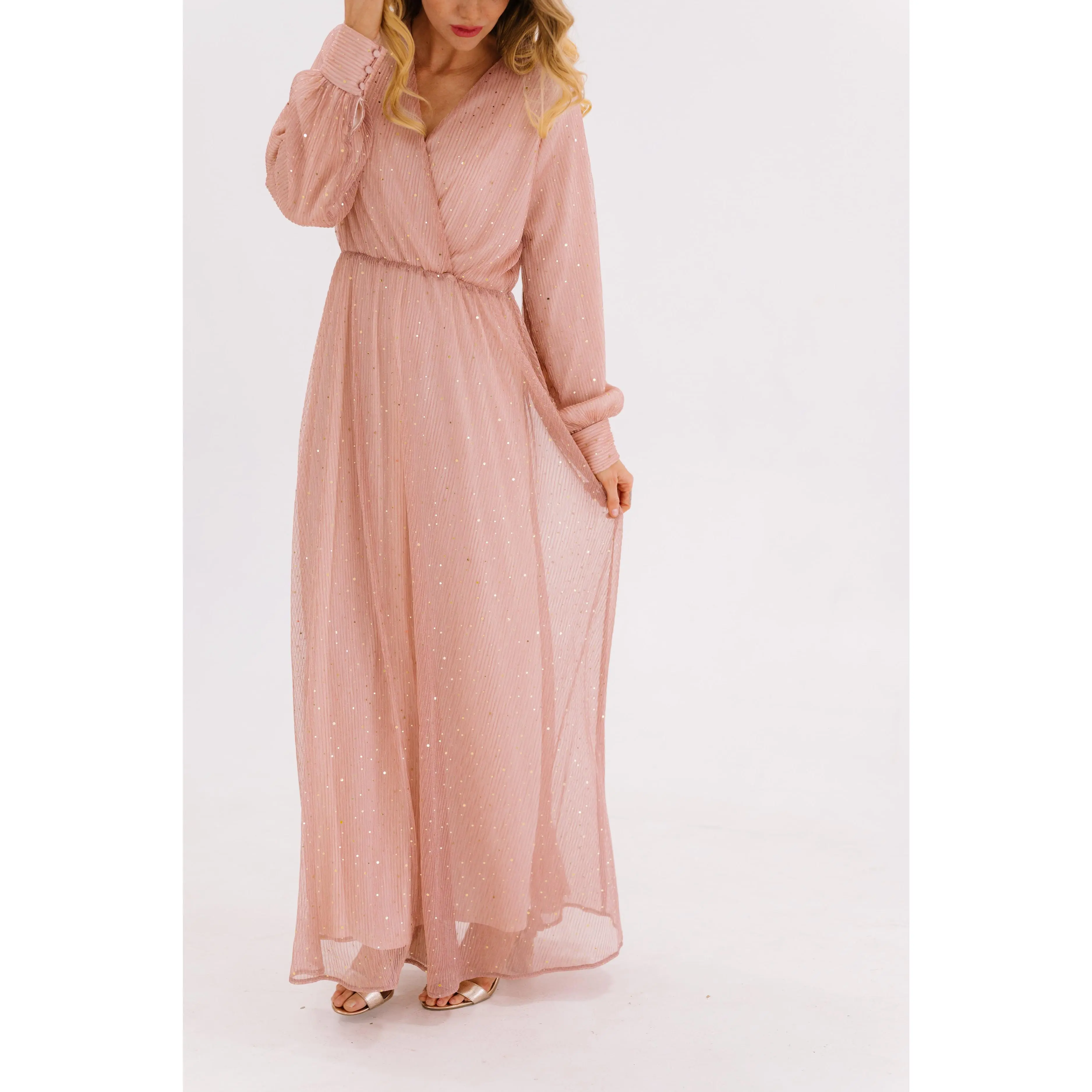 Jasmine Pink Champagne Sequin Gown - DM Exclusive - Nursing Friendly - Maternity Friendly