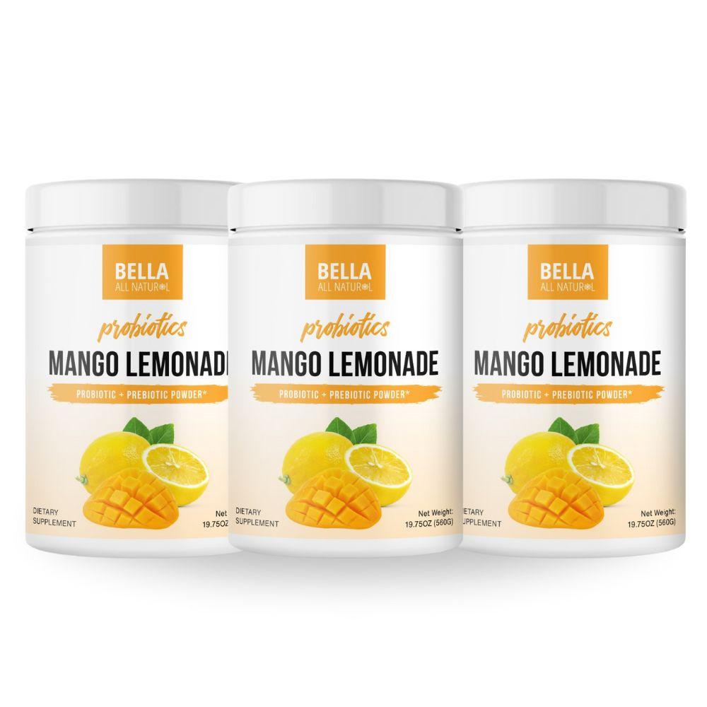 3 Pack Bella All Natural Probiotics Mango Iced Lemonade