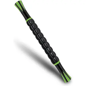 Muscle Roller Massage Roller Stick for Athletes, Help Reducing Muscle Soreness Cramping Tightness Leg Arms Back Calves Muscle Massager（Green - Black- 18 inch）