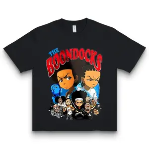 [100% Cotton] 1Pc The Boondocks Animated Characters Print T-Shirt For Men, Women, And Couples - Ultra-Soft, Breathable Cotton, Moisture-Wicking Crew Neck Tee - Ideal For Casual Wear, Fitness, And Outdoor Activities - Great Christ T-Shirt For Men And Women