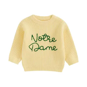 Baby Boy Girl Football Outfit Toddler Notre Dame Sweater Rugby Cable Knit Sweatshirt Knitwear Fall Pullover Top