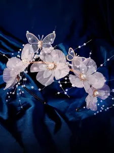 Bohemian Style Hair Accessory, 3D Flower Butterfly Crown Headband, Perfect for Weddings, Bridesmaids, and Photo Shoots