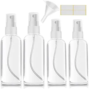Small Spray Bottle, Clear Empty Mini Travel Plastic Bottle. Premium spray bottles for perfumes and cosmetics. 2 * 1oz, 2 * 1.7oz. (4 Pack)