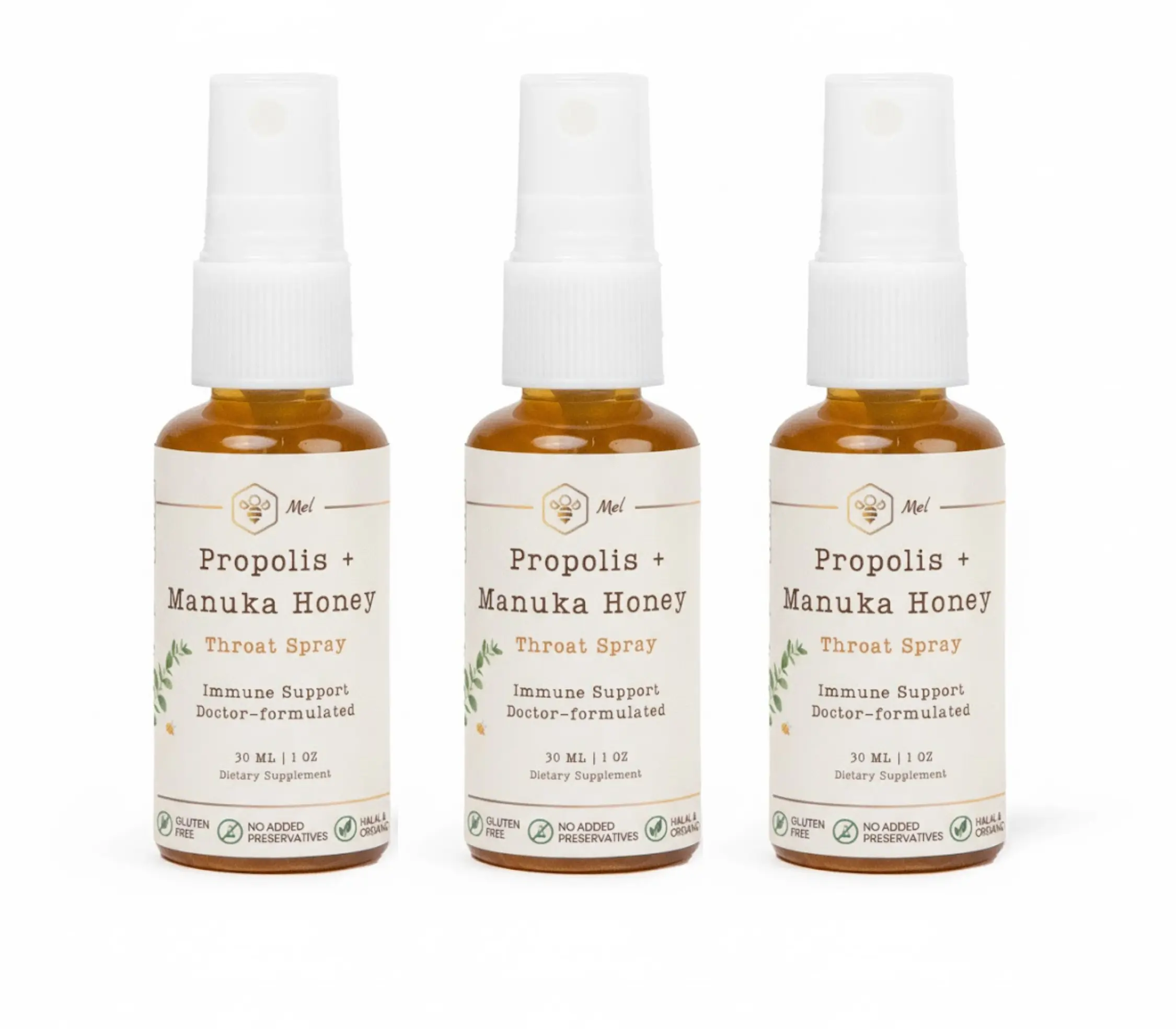 3 Pack Bundle of Propolis Manuka Honey Spray - Natural Immune Support & Sore Throat Relief - MGO, Antioxidants